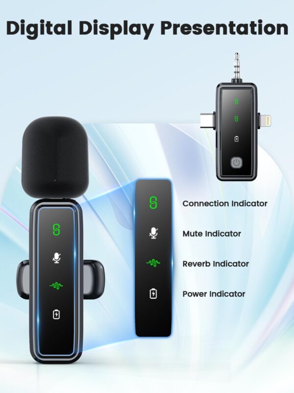 Wireless Lavalier Microphone for iPhone Android Plug-Play,2 Pack Mini Microphone Professional Noise Reduction Recording Clip Mic for Creator Vlog Creator (All iPhones & Androids (USB-C + Lightning)) 2