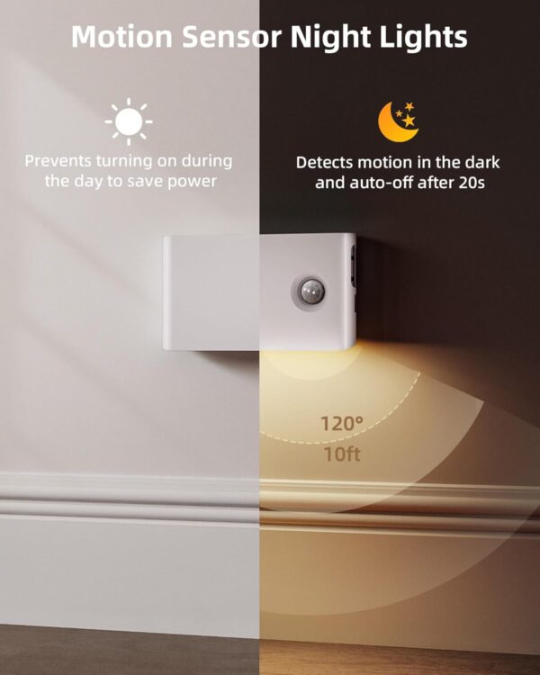 EZVALO 3 Pack Motion Sensor Night Lights, Sync LED Stair Lights Indoor, 1500mAh Rechargeable, Magnetic & Dimmable, 3000K Soft White, Portable Nightlight for Hallway, Stairs, Bathroom, Bedroom 2
