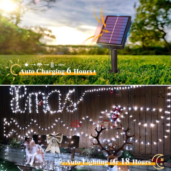 Solar Christmas Lights Outdoor, 40FT 120LED Solar Fairy Lights, 8 Modes IP67 Waterproof String Light for Outside Yard Garden Patio Camping Wedding(Cool White) 5