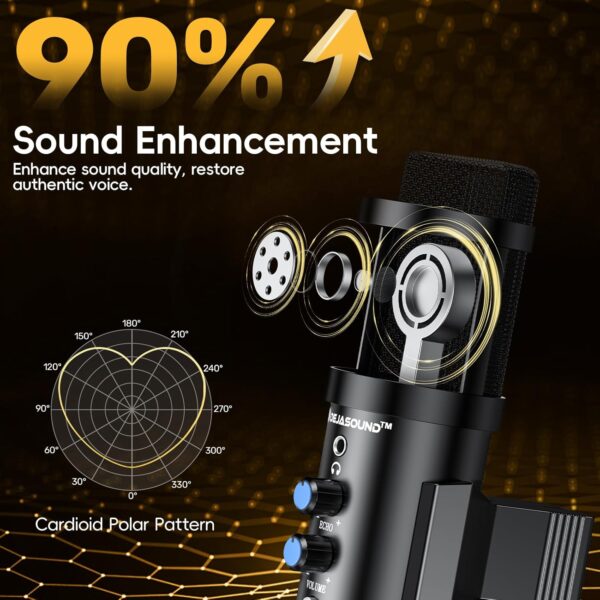 Upgraded Studio Recording Microphone with Isolation Shield & Pop Filter - Music Condenser Mic for Podcasting, Singing, Home Studio - Sound for PC, Laptop, Smartphone 2