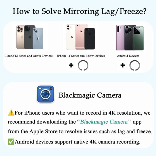 Phone Vlog Selfie Monitor Screen, Magnetic Vlog Selfie Monitor Screen with Remote Control, Wireless Back Camera Monitor for Vlog Live Stream TikTok YouTube, Compatible with iPhone & Android (White) 2