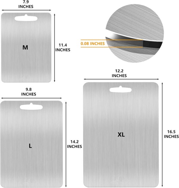 Stainless Steel Cutting Board for Kitchen, Heavy Duty Chopping Board(Large,14.2"L x 9.8" W) 2