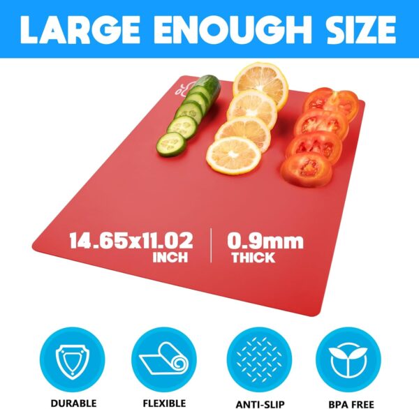 Goodluck 4 Pieces Flexible Cutting Boards, BPA Free Plastic Cutting Boards for Kitchen, Non Slip Cutting Mat for Meat and Vegetables 2