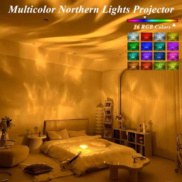 Northern Lights Projector Touch,16 Colors Changing Light Dimmable Mood Lighting, Cube Aurora Glow Lamps with Dynamic Ripple Effect, Remote Galaxy Light Projector for Bedroom Playroom Kids Teens Gifts 2