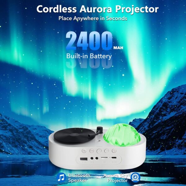 Galaxy Projector with Bluetooth Speaker, Rechargeable Aurora Lamp Northern Night Lights Ambient Lighting Star Projector with Remote for Room Decor Parties Gifts for Kids, Adults, Christmas, Birthday 2