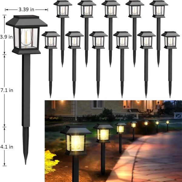 Greluna Solar Lights Outdoor,12 Pack 3000K Waterproof Auto On/Off Solar Pathway Lights for Your Garden, Landscape, Path, Yard, Patio, Driveway,Walkway Decor 2