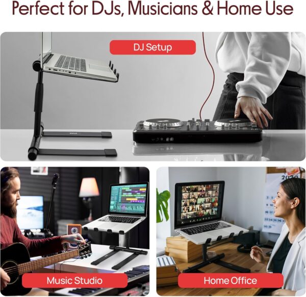 Portable Folding Laptop Stand - Standing Table with Adjustable Angle, Foldable Height and Four Prong Anti-Slip Tray for iPad, Tablet, DJ Mixer, Workstation, Gaming and Home Use - PLPTS55 3