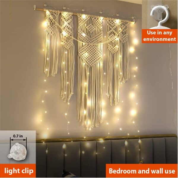 ZSJWL 3.3×5ft Short Curtain Lights with 8 Hook for Small Windows, 96 LED Warm White Photo Clips String Light with 52 Clear Clips, Remote Control 8 Modes USB Fairy Lights for Bedroom, Party, Wall 3