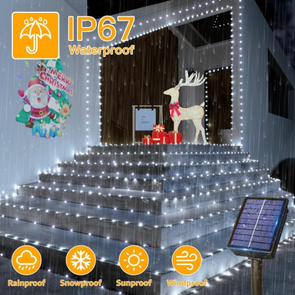 Solar Christmas Lights Outdoor, 40FT 120LED Solar Fairy Lights, 8 Modes IP67 Waterproof String Light for Outside Yard Garden Patio Camping Wedding(Cool White) 4