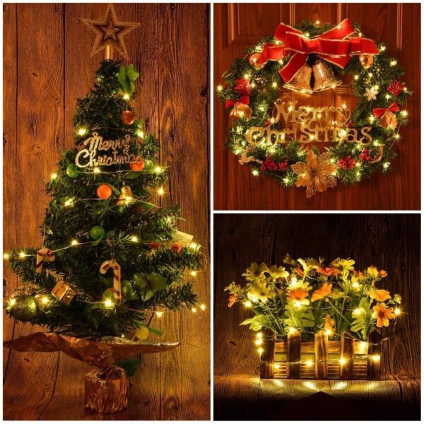 Battery Operated Starry Lights - 18FT 50 Micro LEDs, Warm White (2 Pack) for Christmas Tree, Wreath, DIY, Wedding 2