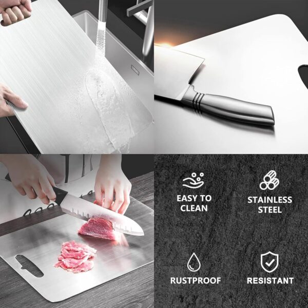 Stainless Steel Cutting Board for Kitchen, Heavy Duty Chopping Board(Large,14.2"L x 9.8" W) 3