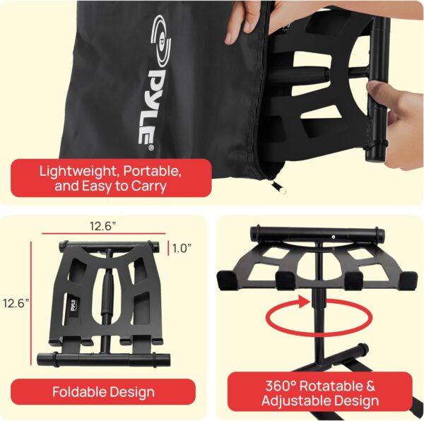 Portable Folding Laptop Stand - Standing Table with Adjustable Angle, Foldable Height and Four Prong Anti-Slip Tray for iPad, Tablet, DJ Mixer, Workstation, Gaming and Home Use - PLPTS55 2