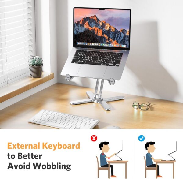 360° Rotating Laptop Stand Riser for Desk, Ergonomic Foldable Computer Stand Adjustable Height Angles for Collaborative Work, Easy Storage Fit Macbooks,All Laptops up to 16 inches, Silver 4