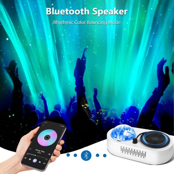 Galaxy Projector with Bluetooth Speaker, Rechargeable Aurora Lamp Northern Night Lights Ambient Lighting Star Projector with Remote for Room Decor Parties Gifts for Kids, Adults, Christmas, Birthday 4