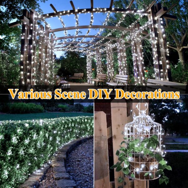 Solar Christmas Lights Outdoor, 40FT 120LED Solar Fairy Lights, 8 Modes IP67 Waterproof String Light for Outside Yard Garden Patio Camping Wedding(Cool White) 2