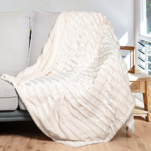 Electric Heated Throw Blanket, Soft Faux Fur Fast Heating Blanket, 4 Heating Levels & 4 Hours Auto Off (50"x 60"), Machine Washable, Over-Heat Protection, ETL Certification