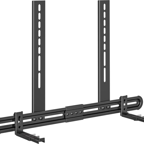 Universal Soundbar Mount, Sound Bar TV Bracket for Soundbar with Speaker, Fits 2 Installation Options, Removable No-Slip Base Holder Extends 3.46”-6.06”