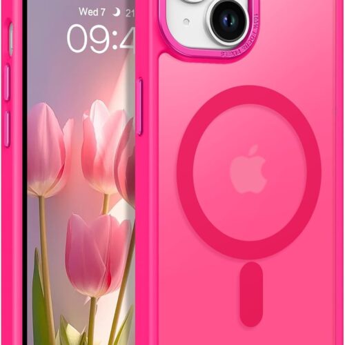 iPhone 15 Case, Magnetic iPhone15 Phone Case Compatible with MagSafe, Translucent Matte Magnetic Cover Shockproof Women Girl Protective Cute Case for iPhone 15 6.1", Hot Pink