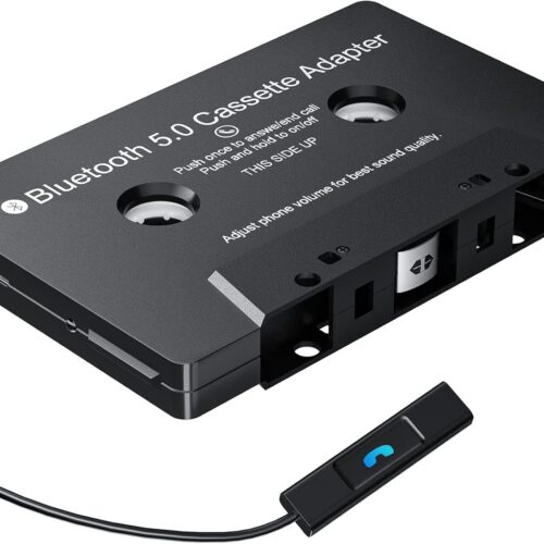 Car Audio Bluetooth Cassette Receiver for Tape Player, Bluetooth 5.0 Cassette to Aux Adapter with Hands-Free Calling(Black)
