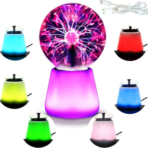 Plasma Ball Lamp Interactive Touch Lightning Globe 3 Inch Fun Lamp USB Powered 7 Color Changing Lights Mood Lighting Party Prop Gifts Space Decor Desk Decor.