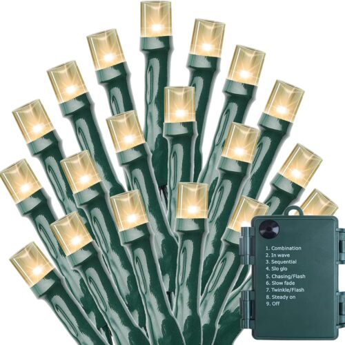 Battery Operated Christmas Lights - 50 LED Mini Lights Battery Operated String Lights Indoor Outdoor String Lights with Timer 8 Modes Fairy Lights for Christmas Tree Wreath Party, Warm White
