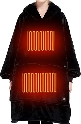 Heated Electric Wearable Blanket Throw Battery Operated Portable USB Cordless Outdoor Hoodie Sweatshirt