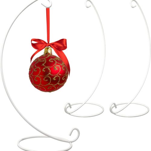 White Christmas Ornament Display Stands – 15"H - Christmas Ornament Holders - Terrarium Holders - Lantern Stand - Hanging Height 12"H - Set of 3