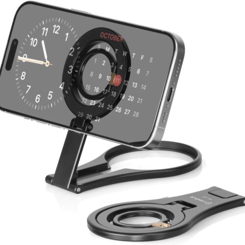 Cell Phone Stand Holder, Desk Foldable Magnetic Phone Ring Grip, MagSafe Office Portable Smartphone Tripod Compatible with iPhone 16 15 14 13 12 Pro Max