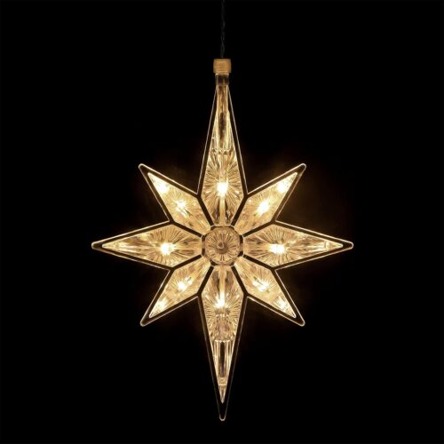 10.8 Inch Christmas Window Star Lights Large Hanging Bethlehem Star Tree Topper Decoration Christmas LED Window Lights Silhouette Decoration (Warm White,1 Piece)