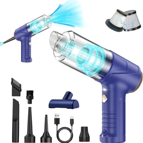 Handheld Cordless Car Vacuum Cleaner 16000Pa 4-in-1 Portable Vacuum & Air Duster with LED Light 120W High Power - Multi Nozzles for Pet Hair, Home, Office, Car - Rechargeable and Dual Filters