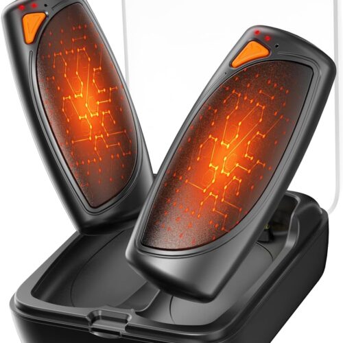 Hand Warmers Rechargeable with Charge Case, 2 Packs 14,000mAh Electric Hand Warmer Battery Powered Dual Sided Reusable Long Battery Life Portable Pocket Heater Gifts for Men Women Golf, Hunting Gear