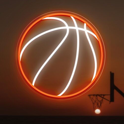 Basketball Neon Sign, 12.6×12.6 Inch Basketball Led Neon Light, Dimmable LED Neon Signs for Wall Decor, Powered by USB Wall Decor Aesthetic, Sports Neon Signs for Room Bedroom Shop Decor