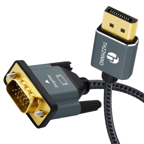 DisplayPort to VGA Cable 6.6FT, DP to VGA Adapter Cord for Computer/Laptop to VGA of Monitor, PC, TV, Projector