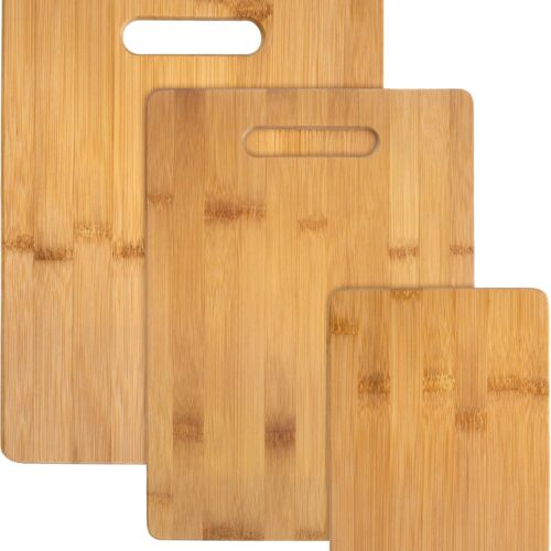3-Piece Bamboo Cutting Board Set – Wooden Cutting Boards for Kitchen – Great for Chopping and Serving – Large, Medium & Small Sizes for Food Prep