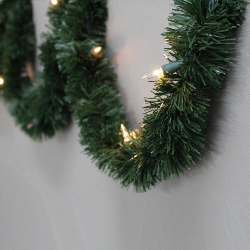 12-Foot Christmas Garland with Clear Lights - Perfect for Indoor or Outdoor Fireplace Mantle Decor, Kitchen Light, or Christmas Decorations Tree - Pre-lit Pine Garland For Holiday