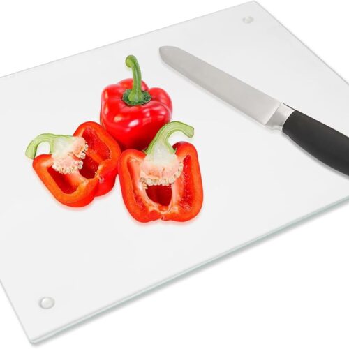 Glass Cutting Board,10" x 14" Tempered Glass Cutting Board for Kitchen Counter,Scratch Resistant,Heat Resistant, with Non-Slip Feet