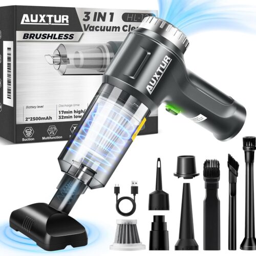 Handheld Vacuum Cordless-3 in 1 Car Vacuum Cleaner High Power-Brushless Motor 12000PA,Super Suction Power Vacuums-Cable-Small, Portable and Rechargeable Cleaner for Car