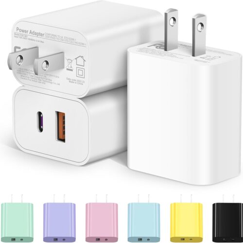 [3 Pack] USB C Charger Block Fast Charging Multiport Adpater iPhone 17 Charger Block 20W USB-C & USB-A Port for iPhone 17/16/15/14/13/12/11/X/8 iPad, Google Pxel, Samsung Galaxy