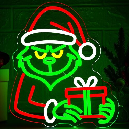 Christmas Neon Sign for Wall Decor Dimmable Christmas Neon Light for Men LED Light Up Sign Suitable for Living Room Clothing Store Man Cave Birthday Gift Size 12.9 * 11.6In(A005)
