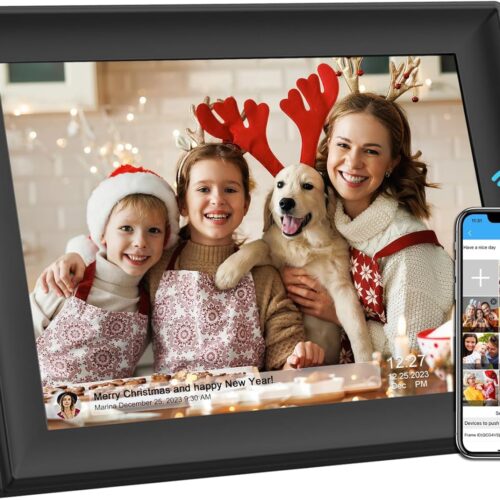SSAWiFiFrame 32GB 10.1 Inch WiFi Digital Picture Frame with 1280x800 HD IPS Touch Screen, Send Photo or Videos via App or Email, Support USB Drive/SD Card Extend Storage,Auto-Rotate, Wall Mountable