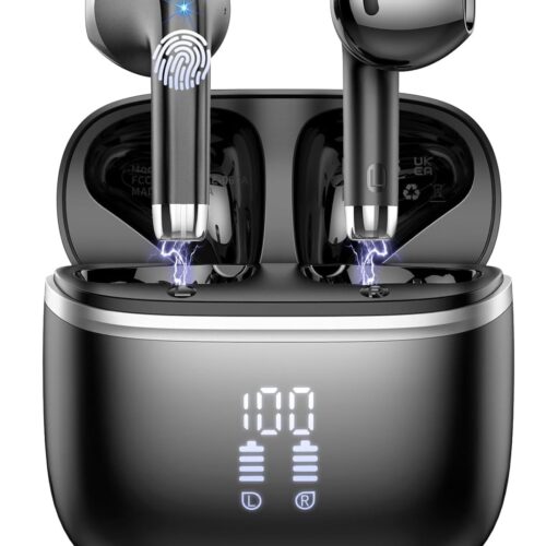 Wireless Earbuds, Bluetooth 5.4 Headphones with Deep Bass Stereo, in Ear buds with ENC Noise Cancelling Mics, 40H Playtime Wireless Earphones with LED Display, IPX7 Waterproof Earbuds for Android, iOS