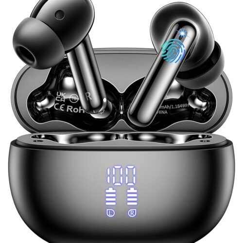 Wireless Earbuds,2025 Bluetooth 5.3 Bass Stereo Headphones with 4 ENC Mic,42H Playtime Ear Buds with Charging Case LED Display,Sport Earphones IPX7 Waterproof for iPhone, Android, Pad, Sports and Work