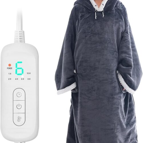 Heated Hoodie, Heated Wearable Blanket, Wearable Electric Blanket Heated Hoodie Blanket with 8 Heat Levels, 1-10H Auto-Off Settings, Oversized Heated Sweatshirt, 50 * 60"