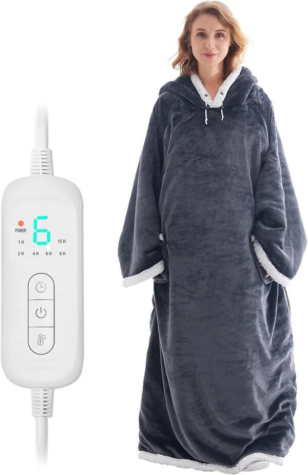 Heated Hoodie, Heated Wearable Blanket, Wearable Electric Blanket Heated Hoodie Blanket with 8 Heat Levels, 1-10H Auto-Off Settings, Oversized Heated Sweatshirt, 50 * 60" 1