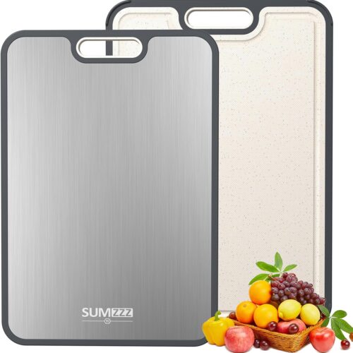 Titanium Cutting Board for Kitchen, Cutting Board Double Sided Food Grade, Pure Titanium/PP, Easy to Clean Large Size 15”×10.3”