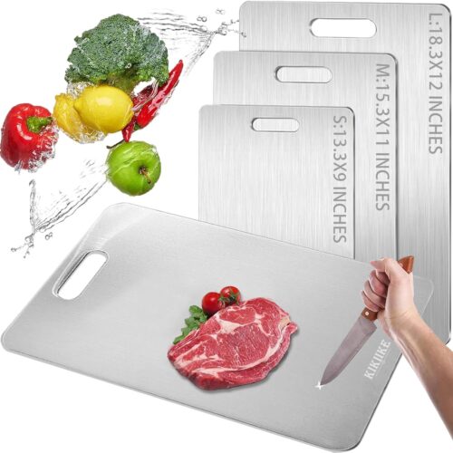 Titanium Cutting Board Double-Sided 100% Pure Titanium Cutting Boards for Kitchen - Food-Grade titanware chopping boards Non-Stick Durable and easy to clean (13.3 x 9 in)1 Piece