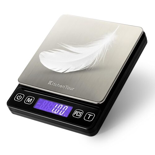 Digital Kitchen Scale - 500g/0.01g High Accuracy Precision Multifunction Food Meat Scale Small Scale Jewelry Lab Carat Powder Scale with Back-Lit LCD Display(Batteries Included)