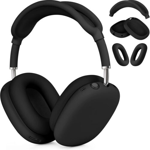 Filoto Case for Airpods Max Headphones, Ear Pad Case Cover/Ear Cups Co ver/Headband for AirPods Max (USB-C/Lightning)(2024/2020), Silicone for Apple Airpod Max, Accessories Cases (Black)