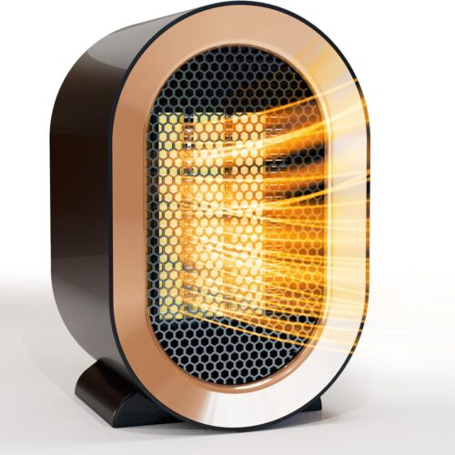 Indoor Electric Portable Space Heater, 1200W Personal Desk Heater, Fast Quiet Heating Ceramic for Large Room,Bedroom and Office Use (Black)