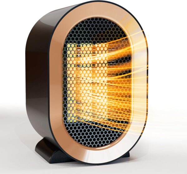 Indoor Electric Portable Space Heater, 1200W Personal Desk Heater, Fast Quiet Heating Ceramic for Large Room,Bedroom and Office Use (Black) 1